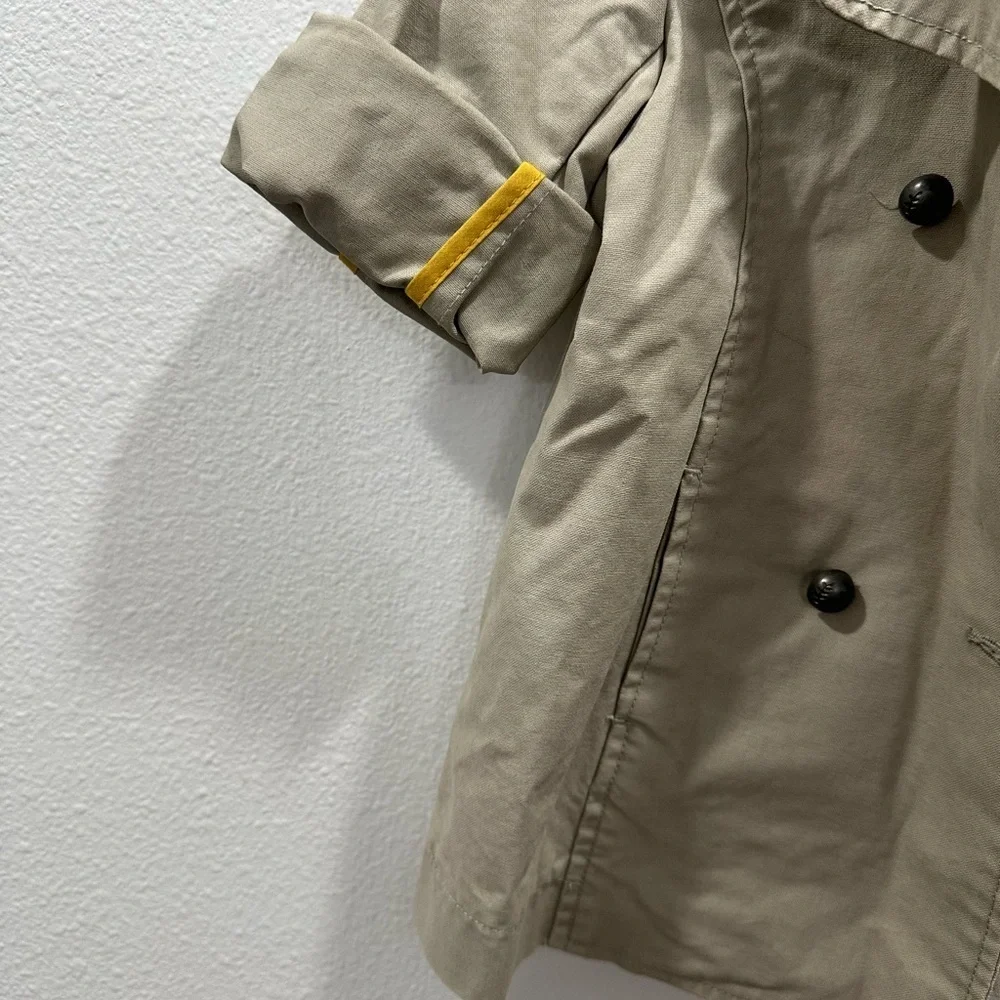 Jacadi Paris tan girls trench coat fleece liner Kids Double-Breasted Jacket